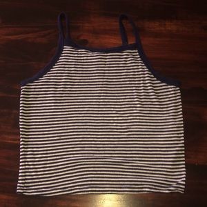 nevy blue and white cropped top